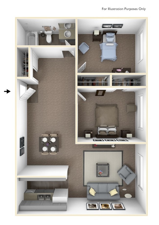 2 Bedroom Floorplan - The Ridge at McClellan