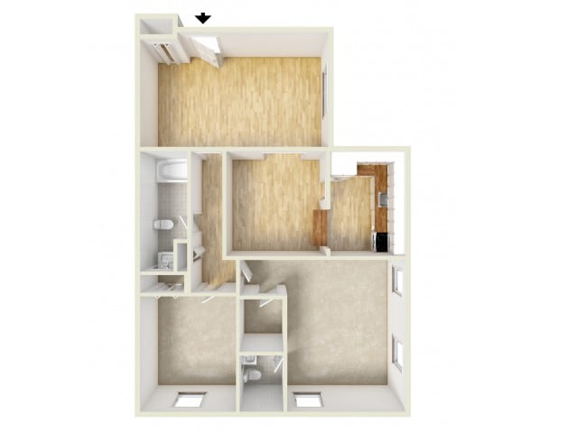 Two bedroom floor plan - Naamans Village Apartments
