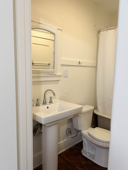 Bathroom, with 1920s original cast iron, clawfoot tub (with shower) - 211 Linden Avenue