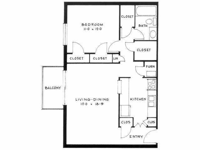 1 bed large - West Hills Apartments