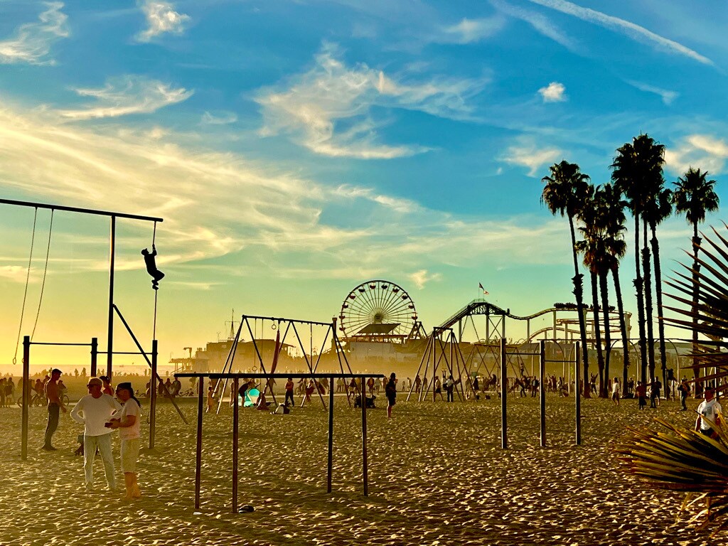 Muscle Beach's original site, just south of the pier and a 10 minute walk. - 2221 Ocean Ave