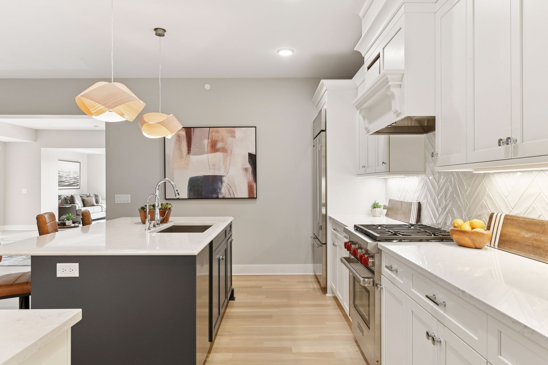 Kitchen features center island, gas range and stove top, SS appliances - 222 Ferndale Rd S