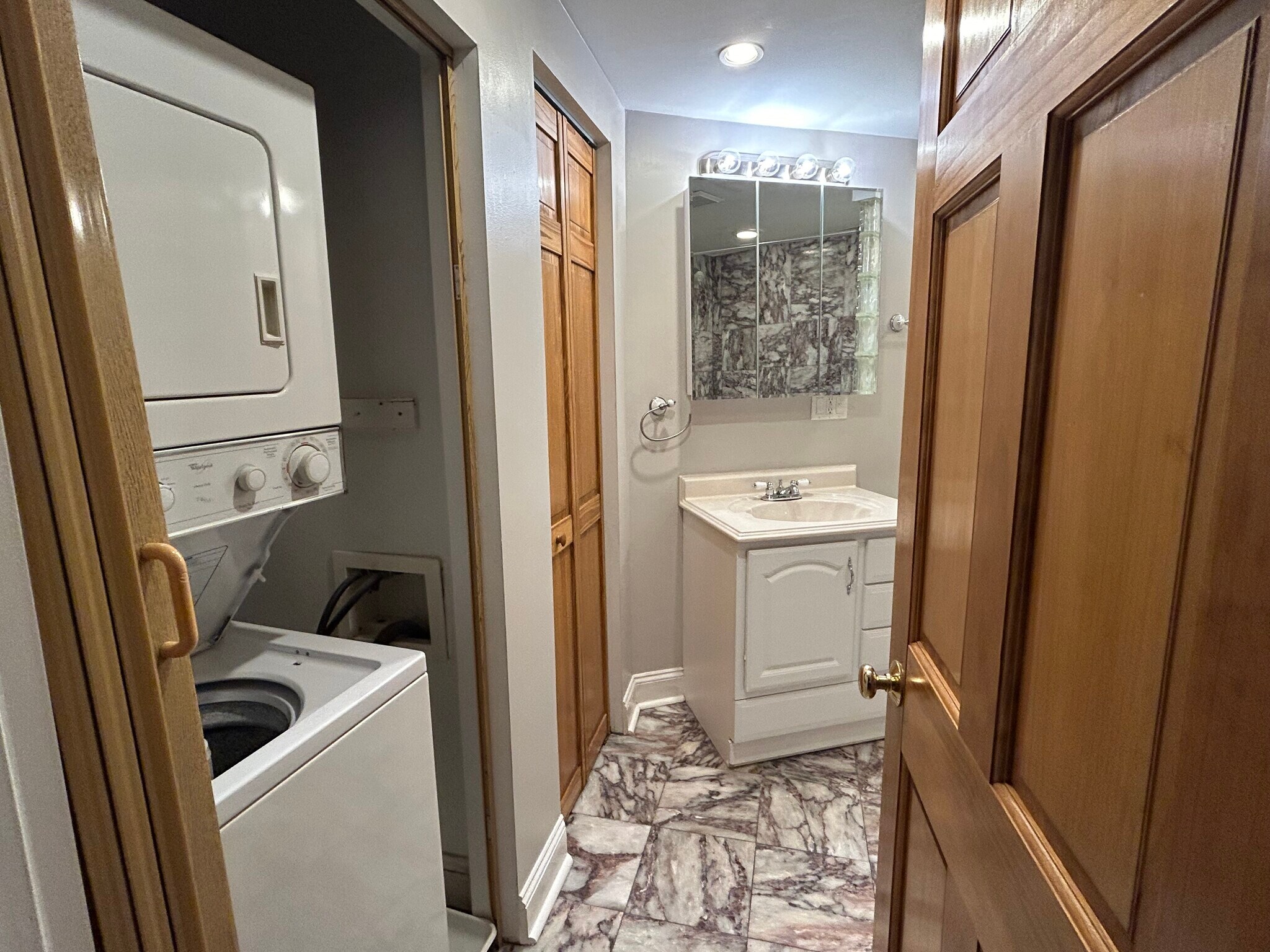 Master Bathroom with in-unit washer and dryer - 707 College Ave