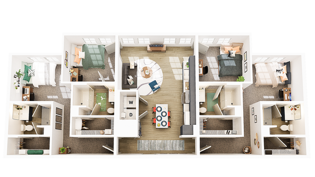 3D Floorplan - Unit D1 - Union on Frank