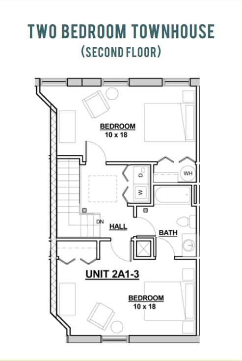 Two Bedroom Townhouse First/Second Floor - Residences and Lofts at Perkins Park