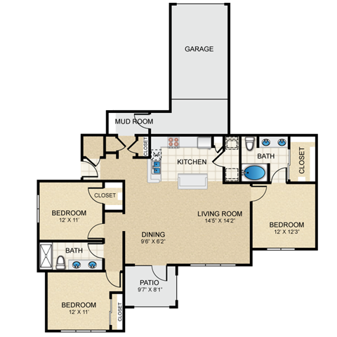 Floorplan - Deer Creek Apartment Homes