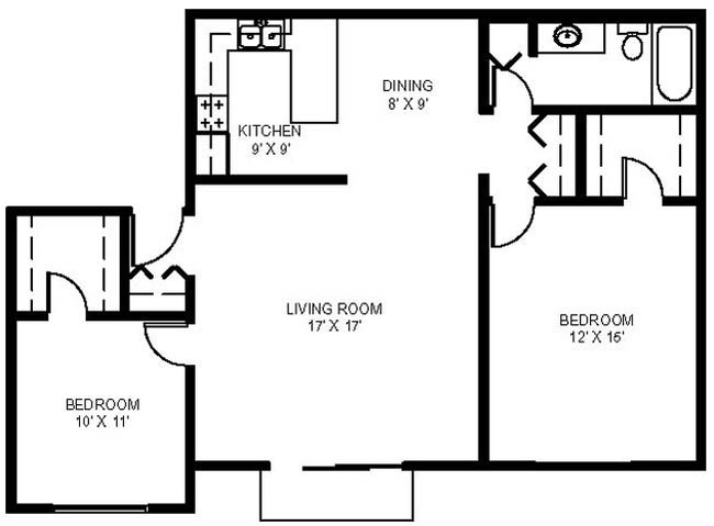 Two Bedroom One Bath C - Buffalo Creek Apartments