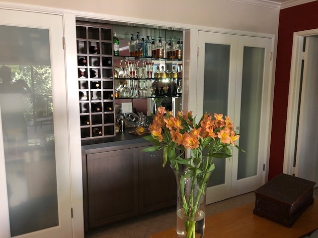 Wine bar and french door storage - 836 S Bundy Dr