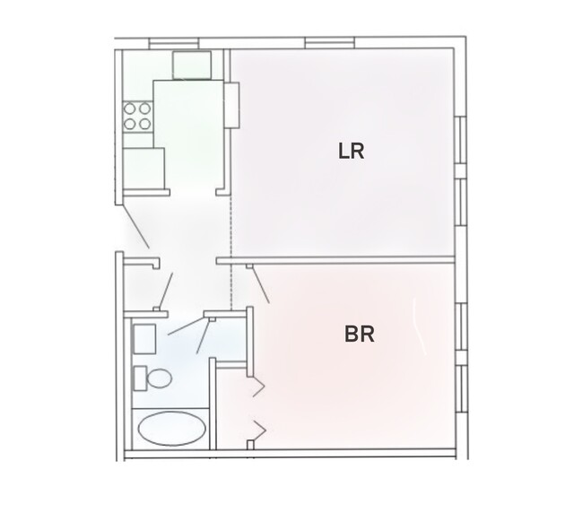 Typ. 1 Bedroom Floorplan - Parkside Apartments