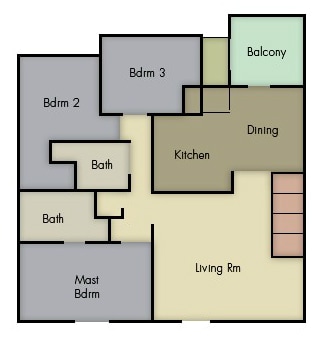 3 Bedroom 2nd Floor - Big Bend Apartments