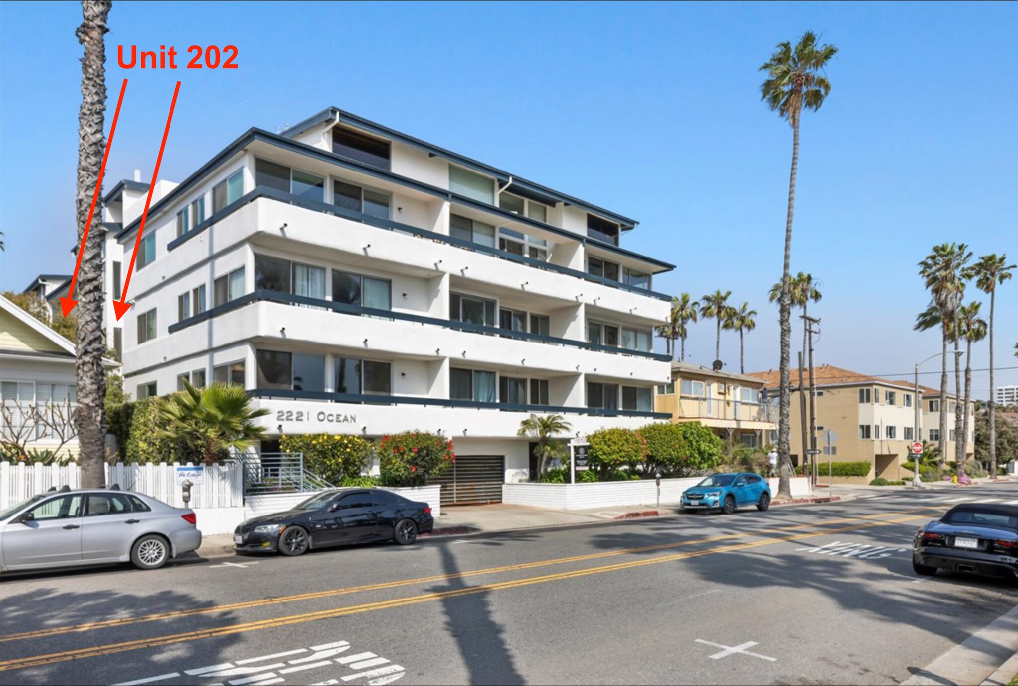 Unit 202 has side views of the beach across the street, thus quieter than front units.. - 2221 Ocean Ave