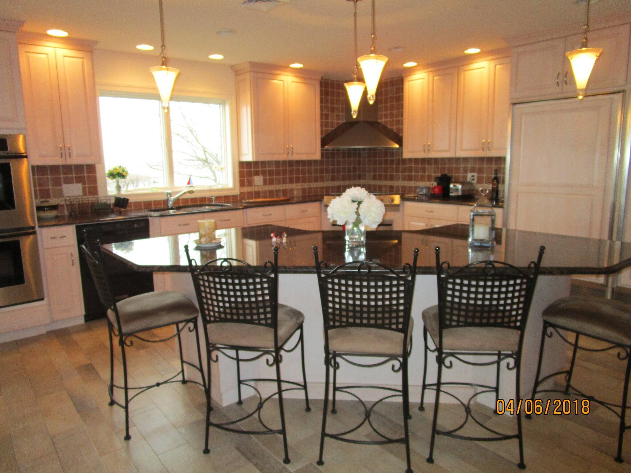 kitchen island (seats 5) with view to west - 103 Summer St