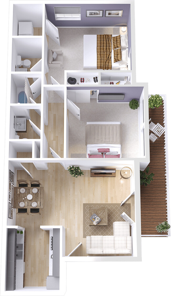 2 Bedroom Apartment - Floor Plan - Cedars Apartments