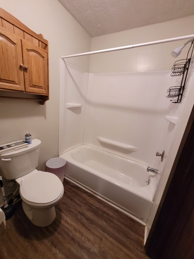 Guest tub/shower combo and toilet with storage cabinet - 109 Wheeler Ct