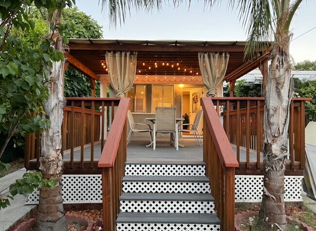 Front Porch with String Lights - 11022 Leolang Ave