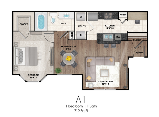 A1-719Sf.jpg - Flats on Chapel Apartments