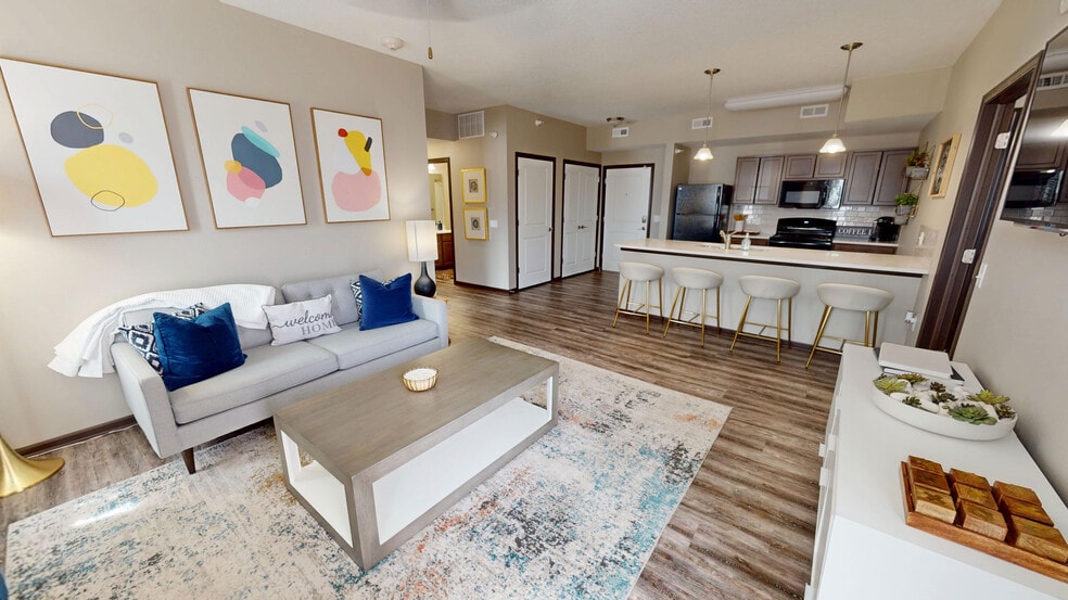 The Hub floor plan is a 2-bedroom, open-concept layout. - 11Fifty on Olson