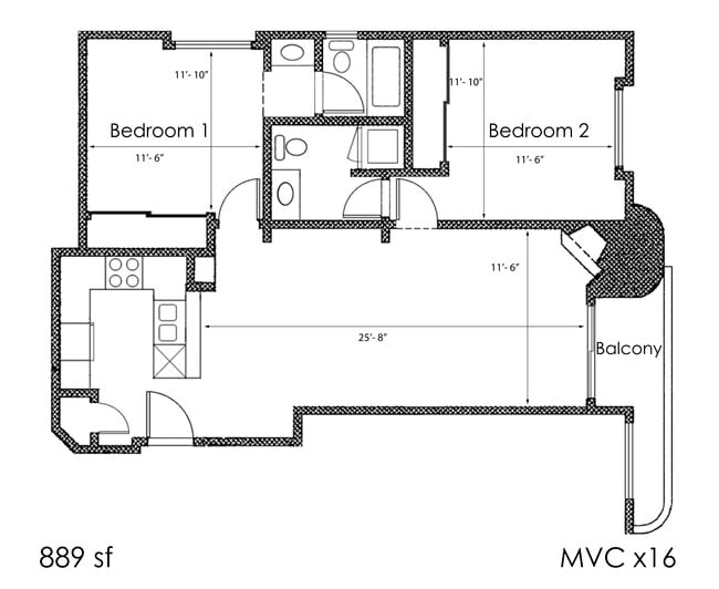 Floorplan - Midvale Court Apartments Westwood