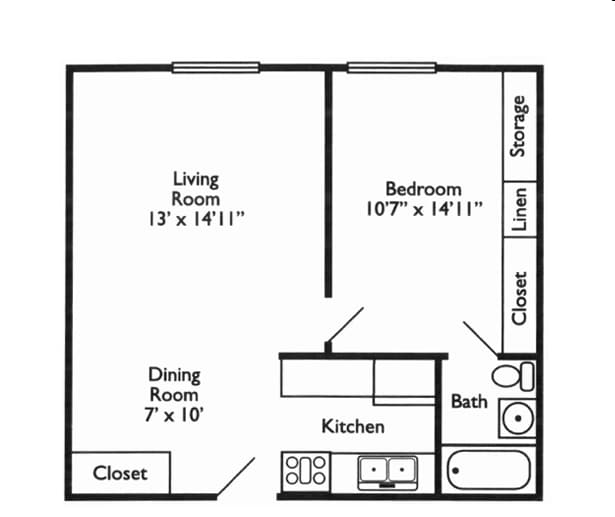 1BR/1BA - Westside Plaza Apartments