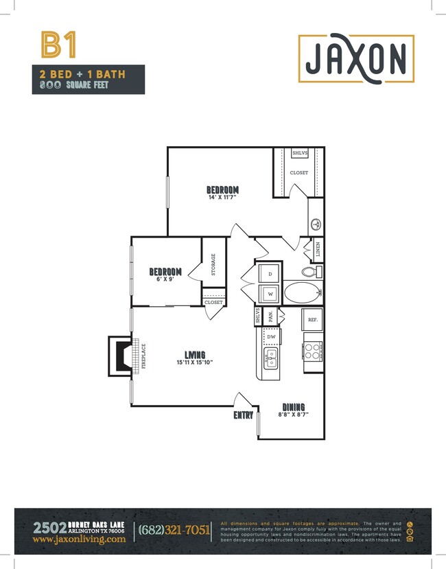 B1- 2Bed/ 1Bath - Jaxon