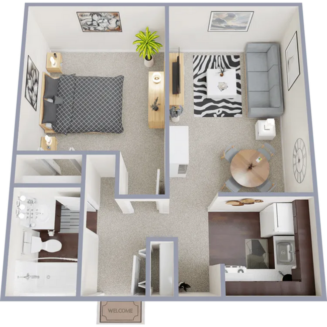A2 - One bedroom, one bath, 600 square foot apartment - Pine Crest