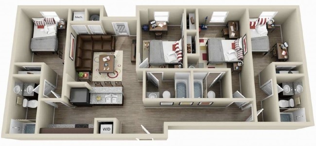 4 Bedroom Floor Plan - The G Apartments