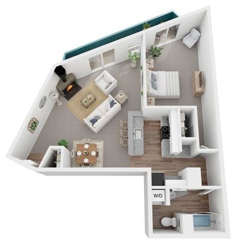 One Bedroom Floorplan - Copper Hill Apartments