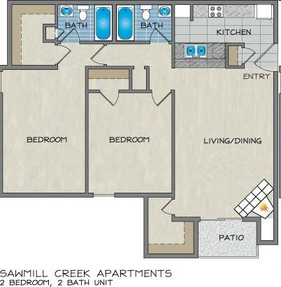 2BR/2BA - Sawmill Creek