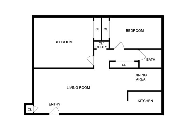 2 Bedroom Floorplan - Northside Pines Apartments