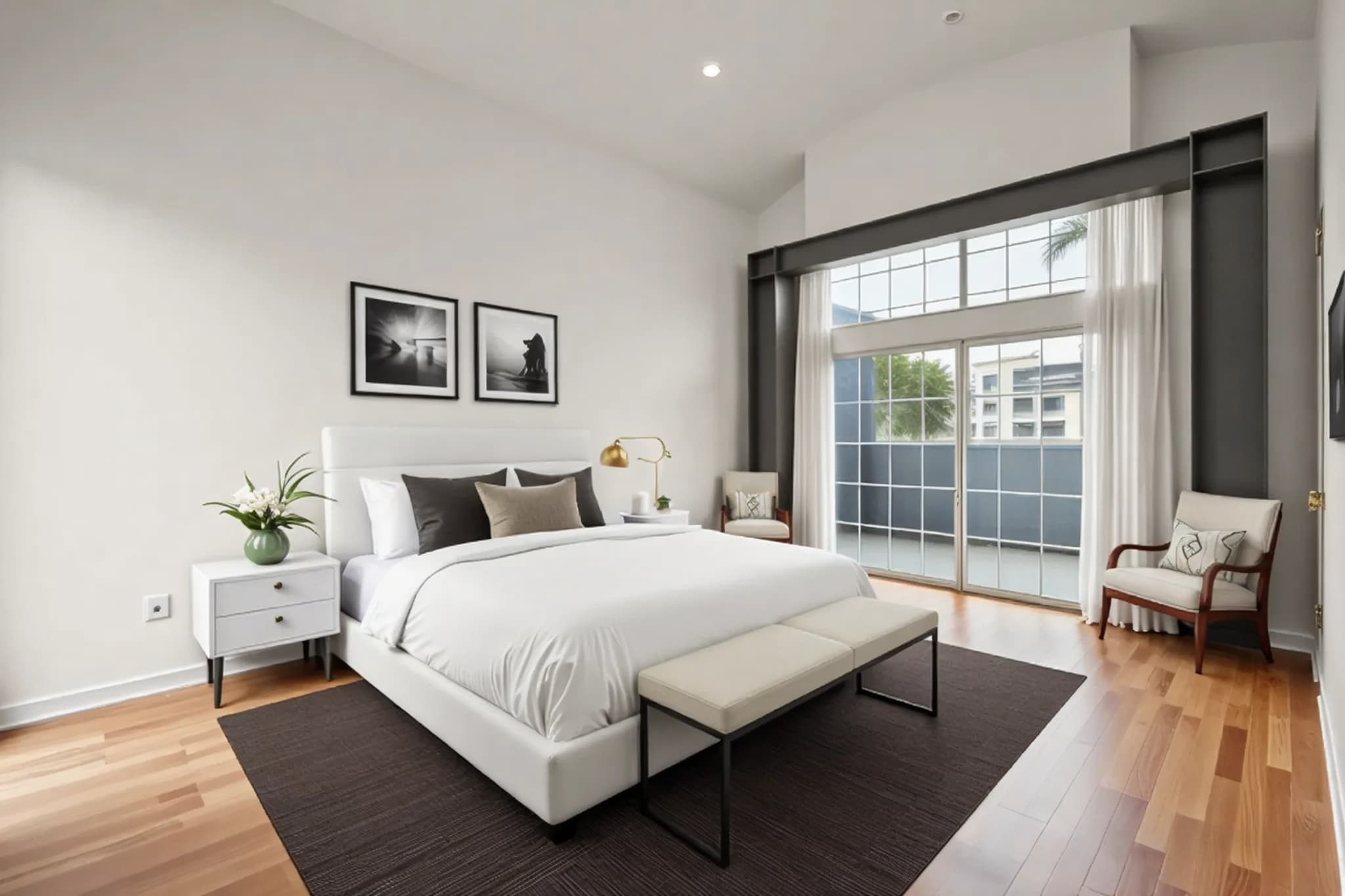 Master bedroom with vaulted barrel ceiling - 5400 Playa Vista Dr