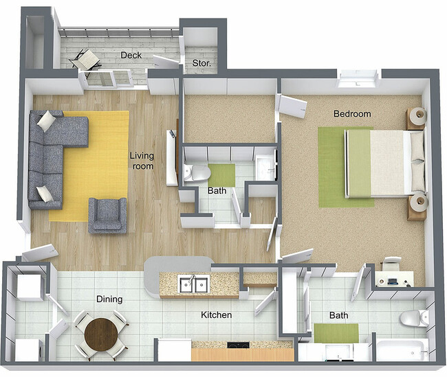 1x1.5 | Explore the chic design of this urban apartment, perfect for modern living. - Tall Grass Apartments