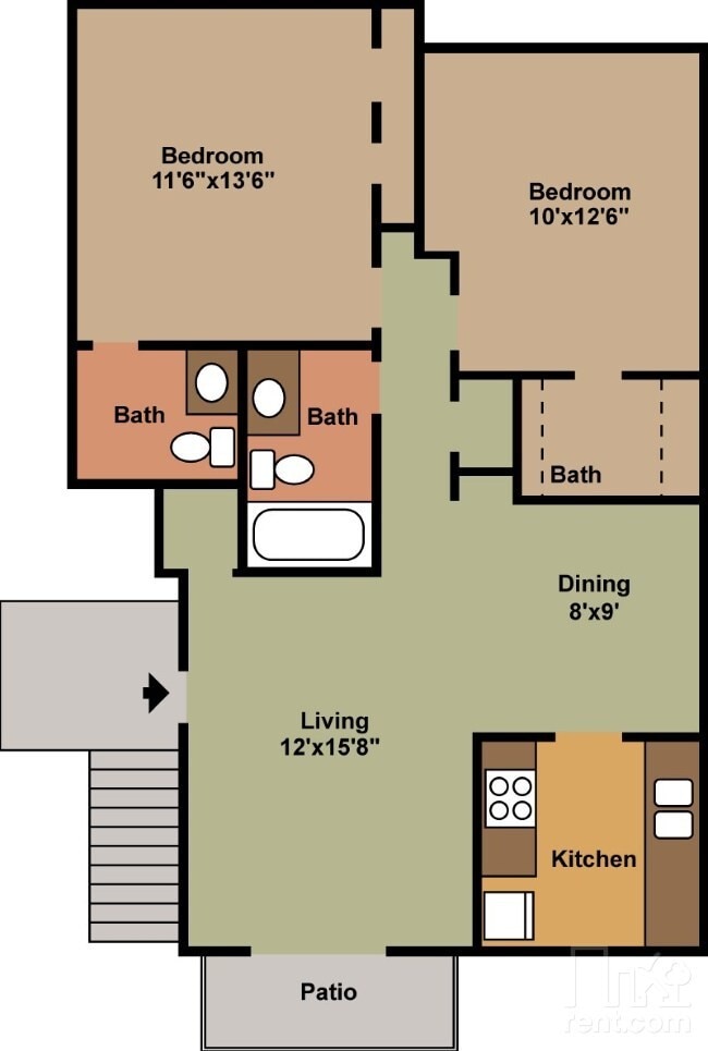 B2 2 Bedrooms X 2 Baths + Patio - Forest Glen Apartments
