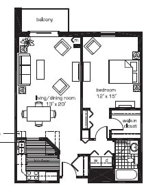 1BR/1BA - River West Apartments