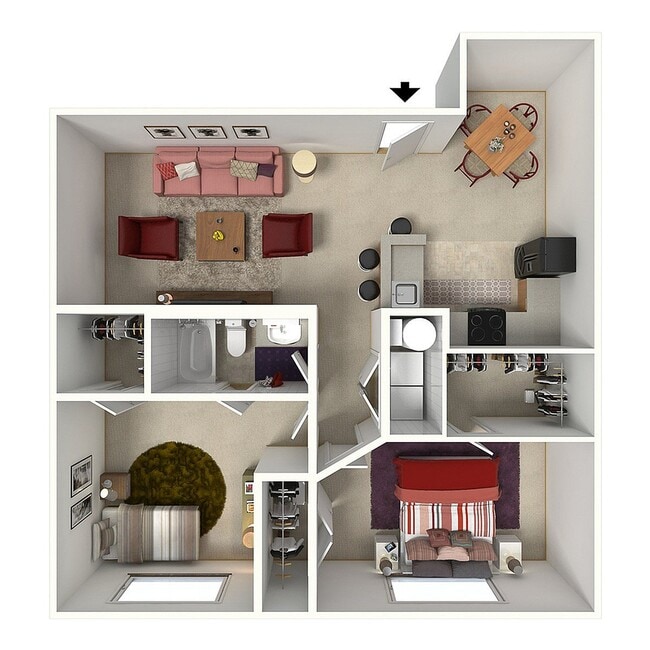 Abbott | 2 Bed 2 Bath | 1010 sq ft | Morgan Ridge Apartments in Winston-Salem - Morgan Ridge