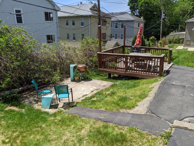 back yard with deck and table - 22 Stoneland Rd