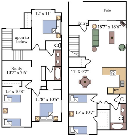 4BR/2BA - Fountain Circle Townhomes