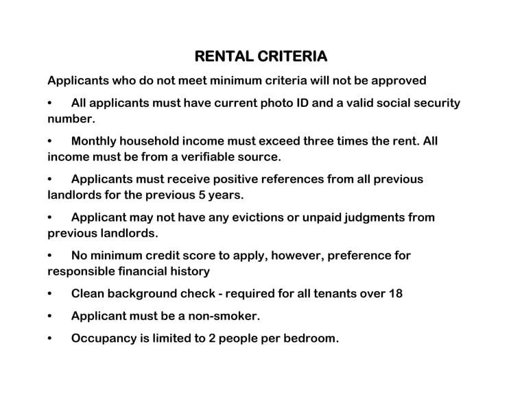 Rental criteria - 5618 Cresthaven Ln