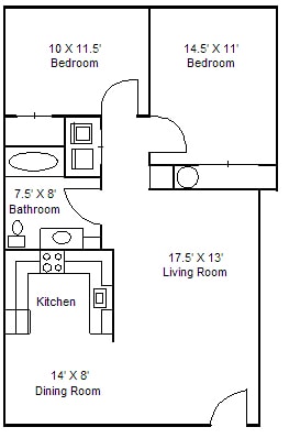 2x1 828 sq ft - Cedar Court