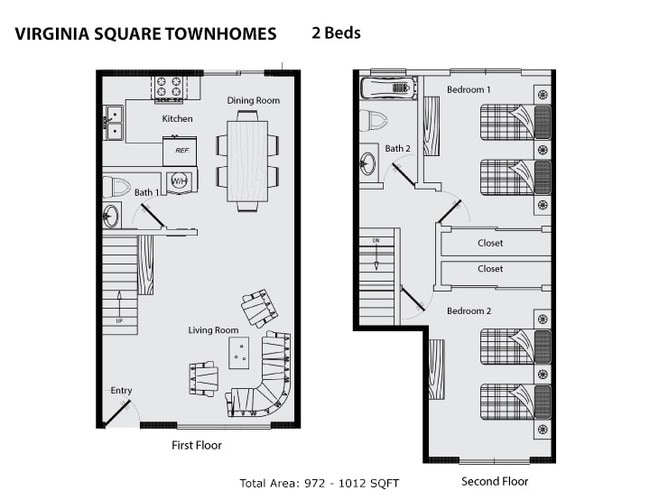 2 Bed Rooms 972 - 1012 SQFT - Virginia Square Townhomes