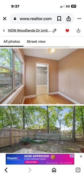 Backyard with privacy fence and covered patio - 14216 Woodlands Dr
