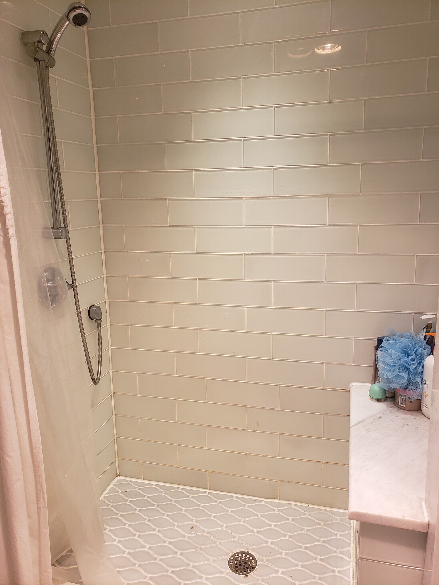 Oversized shower with marble bench. - 25 Pinehurst Rd