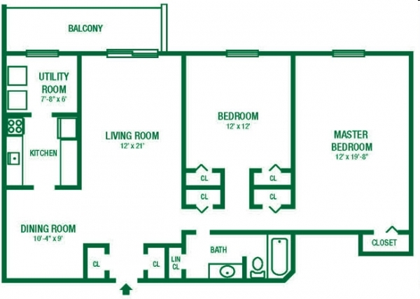 2BR/1BA - Gladstone Towers Apartments