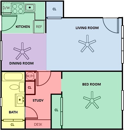 Upgraded Unit Floorplan - Palmwood Place Apartments