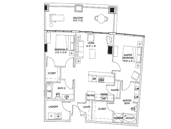 2BR/2BA - Royal Court Condos