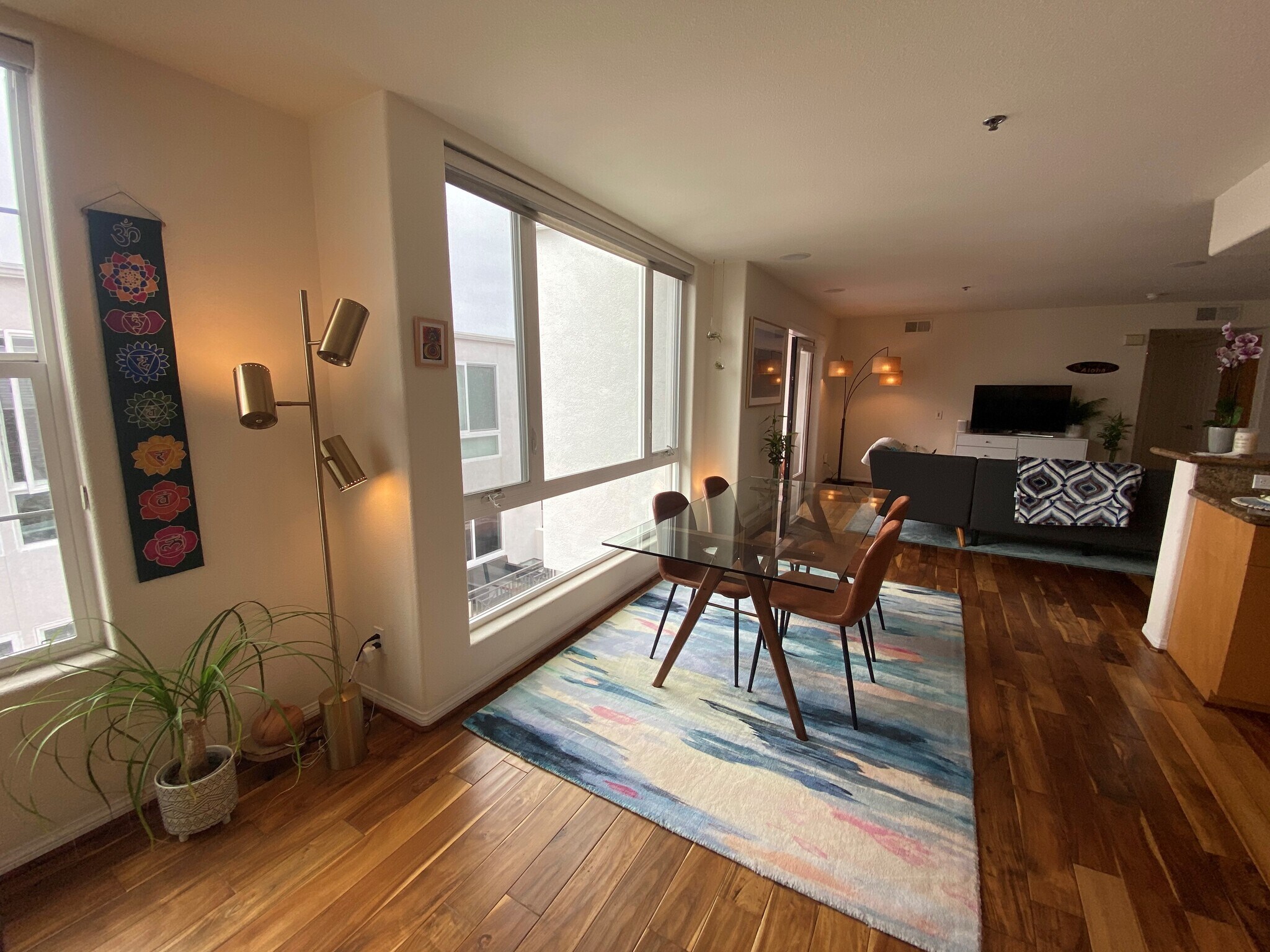 open concept living area with huge south facing windows - 924 Hornblend St