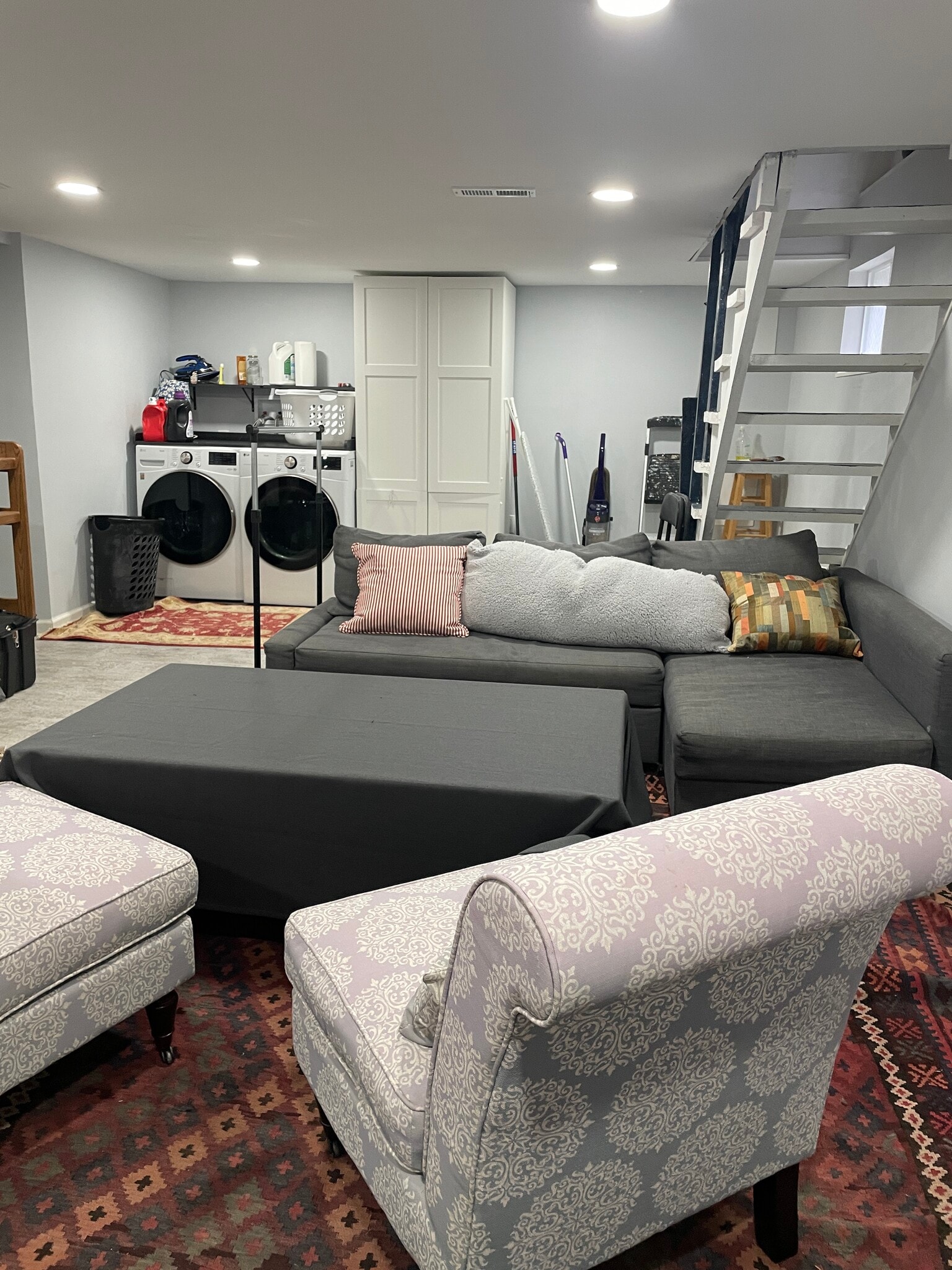 Renovated basement - stairs have been updated with closet - 4211 29th St