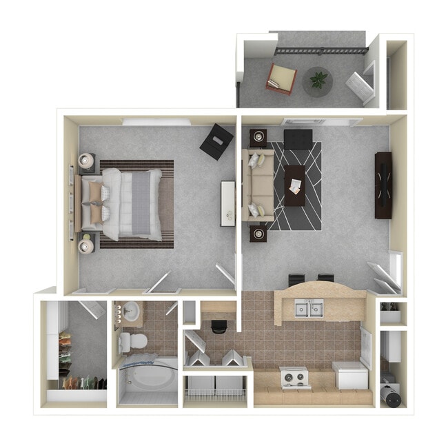 A1 3D Floor Plan - Eastland Trails Apartments