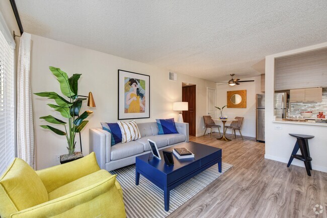 Living Room with Hardwood Inspired Flooring - Canyon Terrace Apartments