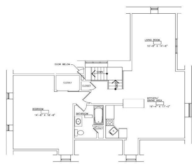 1BR/1BA - College Arms