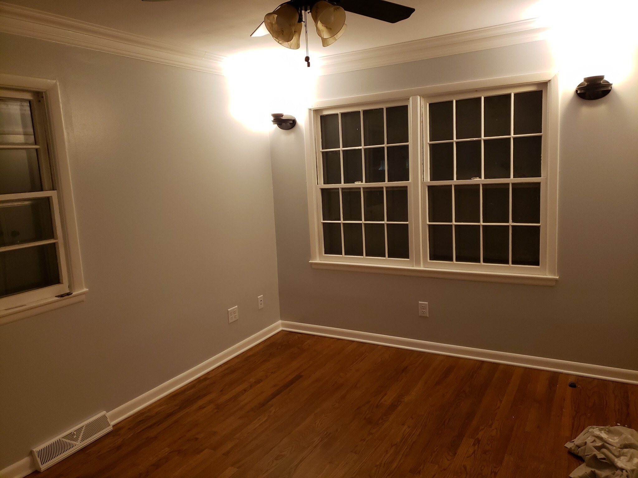 Master bedroom with hardwd, sconces - 6452 Washington Ave